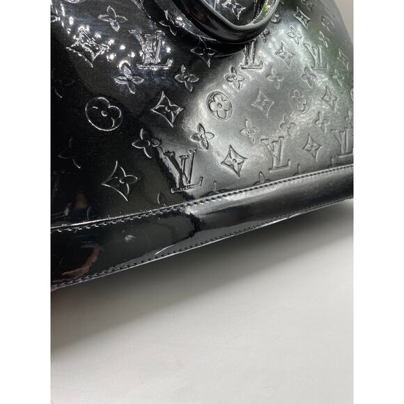 Louis Vuitton Black Patton Leather Vernis Alma GM Noir Magnetique Designer Bag - Picture 5 of 16